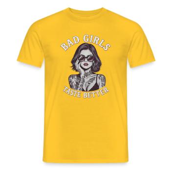 Bad Girls Taste Better Tattooed Girls B - Men's T-Shirt - yellow - Front - AI Model Male 178 dark (178cm)