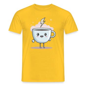 Kaffee = Strom fürs Herz - Männer T-Shirt - Gelb - Vorne - AI Model Male 178 dark (178cm)