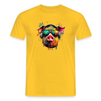 Schwein Hausschwein Sau Schweine Liebe Schweinchen - Männer T-Shirt - Gelb - Vorne - AI Model Male 178 dark (178cm)