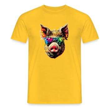 Schwein Hausschwein Sau Schweine Liebe Schweinchen - Männer T-Shirt - Gelb - Vorne - AI Model Male 178 dark (178cm)