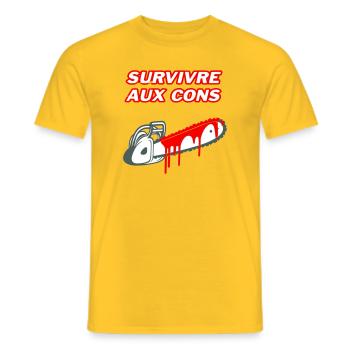 Surviving the idiots - Men's T-Shirt - yellow - Front - AI Model Male 178 dark (178cm)