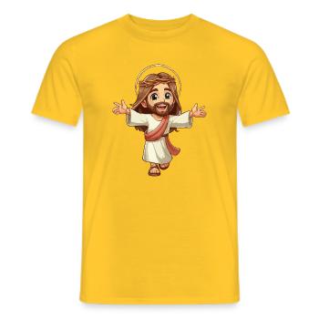 Joyeux jeune Jésus - T-shirt homme - jaune - Devant - AI Model Male 178 dark (178cm)