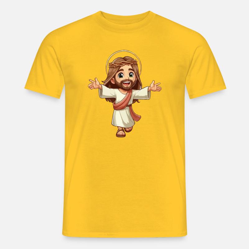 Glücklicher junger Jesus - Männer T-Shirt - Gelb