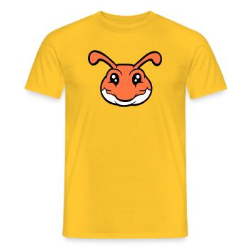 caterpillar smiles sweet cute worm friendly comic - Men's T-Shirt - yellow - Front - AI Model Male 178 dark (178cm)