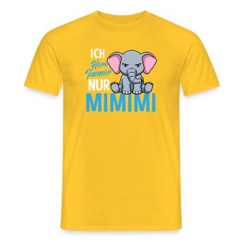 J'entends toujours seulement un éléphant Mimimi - T-shirt homme - jaune - Devant - AI Model Male 178 dark (178cm)