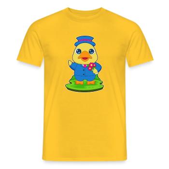 Ente Bräutigam Blumen Hochzeit - Männer T-Shirt - Gelb - Vorne - AI Model Male 178 dark (178cm)