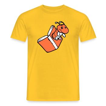 bookworm caterpillar nerd book hole geek worm read - Men's T-Shirt - yellow - Front - AI Model Male 178 dark (178cm)