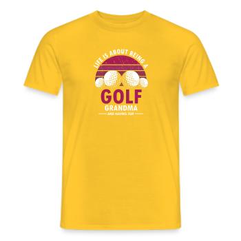 Life Is About Being a Fun Golf Grandma Retro - Men's T-Shirt - yellow - Front - AI Model Male 178 dark (178cm)