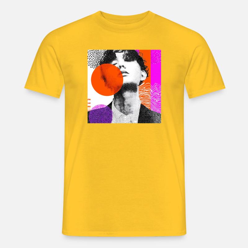 Wraparound Abstraktes Pop-Art-Porträt - Männer T-Shirt - Gelb