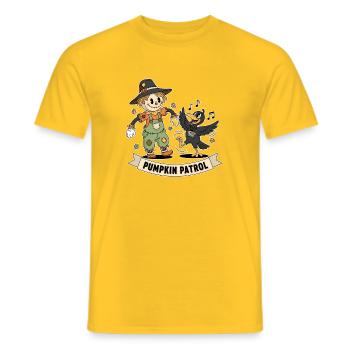 Halloween Pumpkin Patrol illustration - Men's T-Shirt - yellow - Front - AI Model Male 178 dark (178cm)