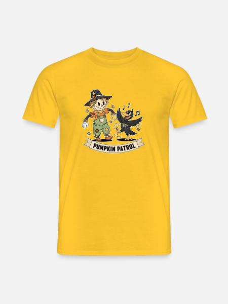 Halloween Pumpkin Patrol illustration - Men's T-Shirt - yellow