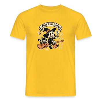 Cute Witch with Pumpkins - Men's T-Shirt - yellow - Front - AI Model Male 178 dark (178cm)