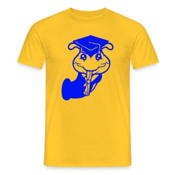 Hole Caterpillar School leaving certificate High school diploma passed college - Men's T-Shirt - yellow - Front - AI Model Male 178 dark (178cm)