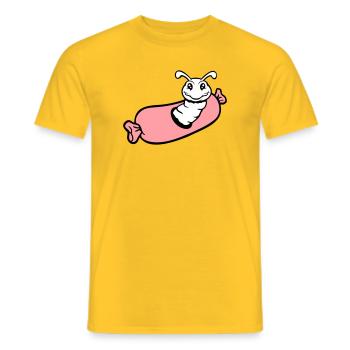 trou de chenille saucisse saucisses grill faim manger - T-shirt homme - jaune - Devant - AI Model Male 178 dark (178cm)