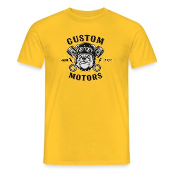 Conception de motos pour chiens pour les motards rebelles - T-shirt homme - jaune - Devant - AI Model Male 178 dark (178cm)