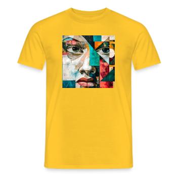 Childish Abstract Urban Portrait - Men's T-Shirt - yellow - Front - AI Model Male 178 dark (178cm)