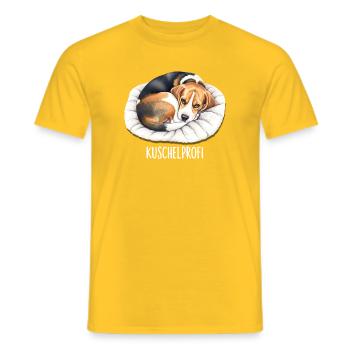Beagle cuddle professional for dog lovers - Men's T-Shirt - yellow - Front - AI Model Male 178 dark (178cm)