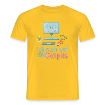 J’adore les ordinateurs mignons - T-shirt homme - jaune - Devant - AI Model Male 178 dark (178cm)