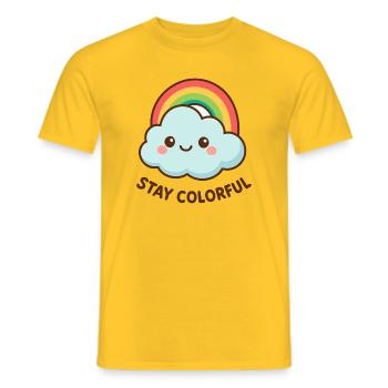 Cute cloud rainbow graphic - Men's T-Shirt - yellow - Front - AI Model Male 178 dark (178cm)