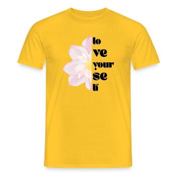 Aimez-vous – Motif 🌸✨ floral - T-shirt homme - jaune - Devant - AI Model Male 178 dark (178cm)