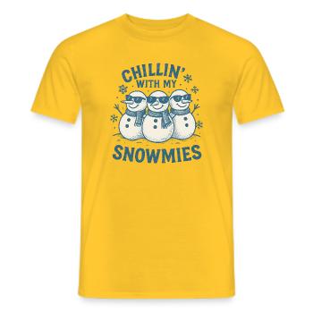 Chillin' With My Snowmen Design - Men's T-Shirt - yellow - Front - AI Model Male 178 dark (178cm)