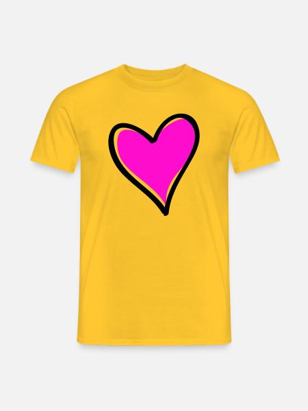 Bright Pink Heart Motif - Men's T-Shirt - yellow