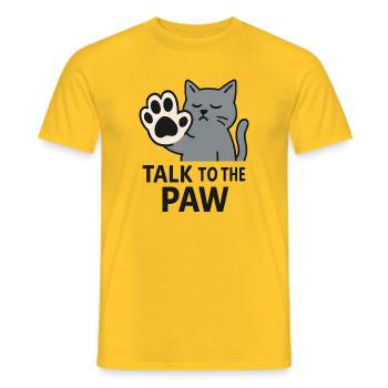 Parlez à la patte chat patte drôle motif de dire - T-shirt homme - jaune - Devant - AI Model Male 178 dark (178cm)