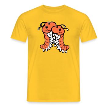2 chenilles mignonnes deux amis cher couple amoureux - T-shirt homme - jaune - Devant - AI Model Male 178 dark (178cm)