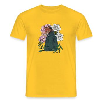 Fuchs mit Blumen und Hoodie - Männer T-Shirt - Gelb - Vorne - AI Model Male 178 dark (178cm)