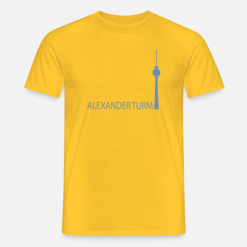 Minimalistisk silhuet af Berlins tv-tårn - Mænd T-shirt - gul