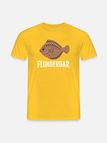  Flunderbar Lustiger Flunder Wortspiel Für Angler - Männer T-Shirt - Gelb