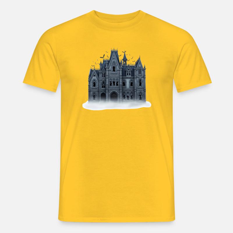 Gothisches Spukhaus Illustration - Männer T-Shirt - Gelb