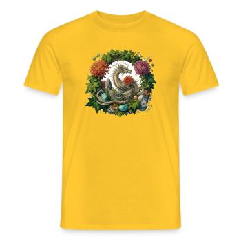 Mystical Dragon with Floral Wreath - Men's T-Shirt - yellow - Front - AI Model Male 178 dark (178cm)