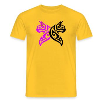 Katzen Tribal Kater Design - Männer T-Shirt - Gelb - Vorne - AI Model Male 178 dark (178cm)