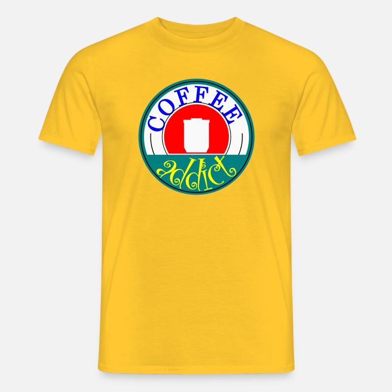 Coffee Addict Retro Abzeichen Design - Männer T-Shirt - Gelb