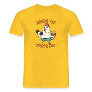 Kinda Fit Sorta Fat Funny Gym Cute Hippo Retro - Männer T-Shirt - Gelb - Vorne - AI Model Male 178 dark (178cm)