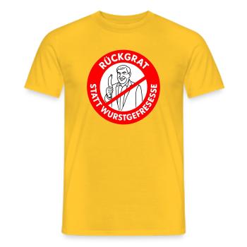 Colonne vertébrale au lieu de manger des saucisses ! COULEURS de bande dessinée - T-shirt homme - jaune - Devant - AI Model Male 178 dark (178cm)