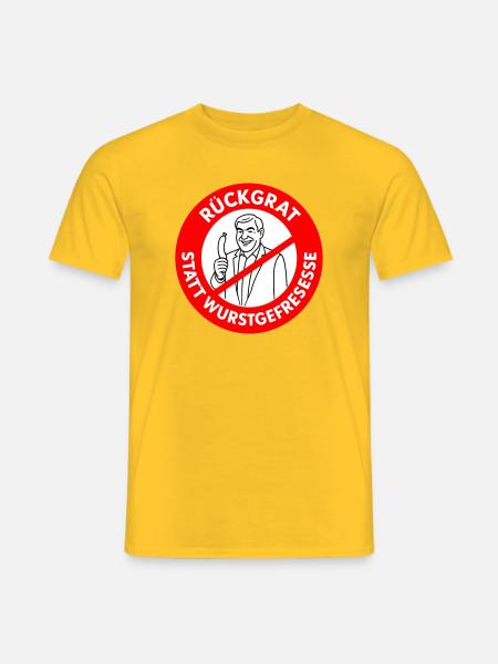 Rückgrat statt Wurstgefresse! Comic-WUNSCHFARBEN - Männer T-Shirt - Gelb