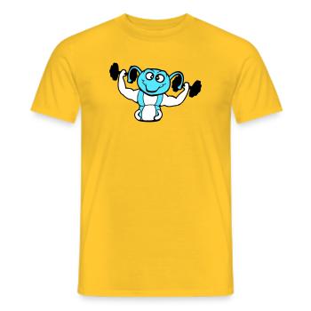 Caterpillar Bodybuilder Muscle Building Strong Fitness Gym - Men's T-Shirt - yellow - Front - AI Model Male 178 dark (178cm)