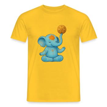 Yoga Elefant mit Handpan Sonne - Männer T-Shirt - Gelb - Vorne - AI Model Male 178 dark (178cm)