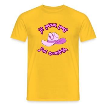 I can't, I have Country - Pink Hat - Men's T-Shirt - yellow - Front - AI Model Male 178 dark (178cm)