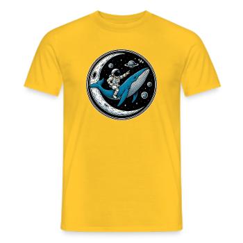 Cosmic Ride: Astronaut und der Wal - Männer T-Shirt - Gelb - Vorne - AI Model Male 178 dark (178cm)