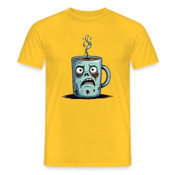 Zombie Coffee Mug - Men's T-Shirt - yellow - Front - AI Model Male 178 dark (178cm)
