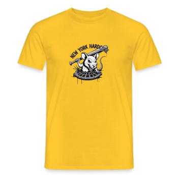 New York hardcore rat with baseball bat - Men's T-Shirt - yellow - Front - AI Model Male 178 dark (178cm)