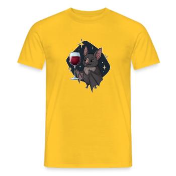 Humorous vampire monster with wine glass - Men's T-Shirt - yellow - Front - AI Model Male 178 dark (178cm)