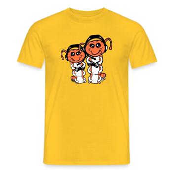 2 Gamer Raupe Nerd zocken Controller Konsole Spiel - Männer T-Shirt - Gelb - Vorne - AI Model Male 178 dark (178cm)