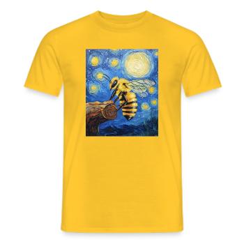 Abeille style Van Gogh Nuit étoilée - T-shirt homme - jaune - Devant - AI Model Male 178 dark (178cm)