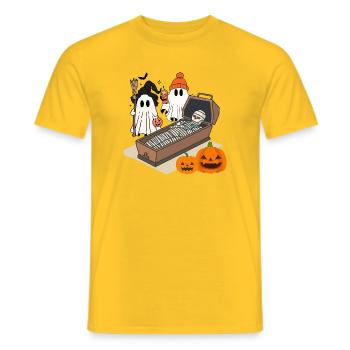 Fantômes d’Halloween effrayants et conception de squelettes - T-shirt homme - jaune - Devant - AI Model Male 178 dark (178cm)