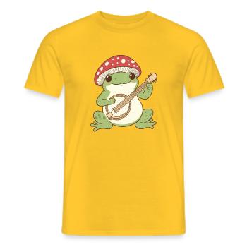 Grenouille champignon avec guitare - T-shirt homme - jaune - Devant - AI Model Male 178 dark (178cm)