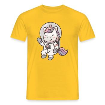 Adorable astronaute licorne aux couleurs pastel - T-shirt homme - jaune - Devant - AI Model Male 178 dark (178cm)